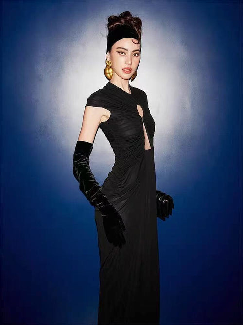 Schiaparelli Éclipse Découpée Ruched Column Gown