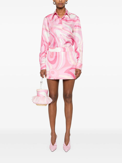 Pucci Rosa Swirl Silk Mini Skirt (S–XL)