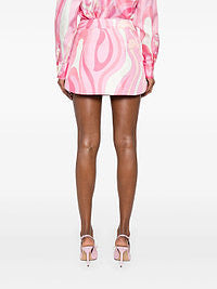 Pucci Rosa Swirl Silk Mini Skirt (S–XL)