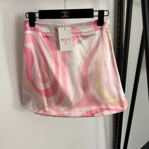 Pucci Rosa Swirl Silk Mini Skirt (S–XL)