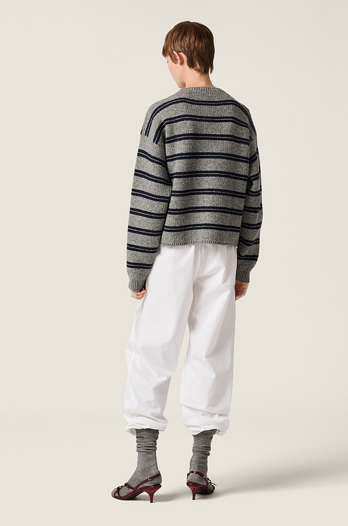 Miu Miu Striped Logo Button Cardigan – One Size