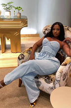 'Viri' Denim Stretch Pants Set