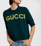 Gucci Verde Script Knit Top