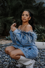 'Mirana' Strapless Feathered Jacket