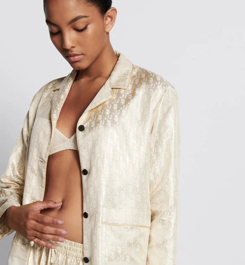 Dior Monogram Satin Pajama-Style Loungewear Set