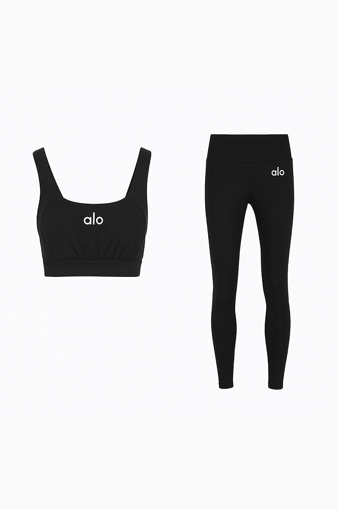 Alo Luxe Black Activewear Trio Set (Bra, Jacket & Leggings) – LUXE Alo Luxe Black Activewear Trio Set (Bra, Jacket & Leggings) – LUXE