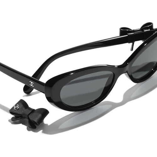 Chanel Bow Accent Oval Sunglasses – Noir Édition
