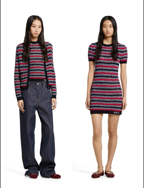 Gucci Striped Metallic Knit Cardigan