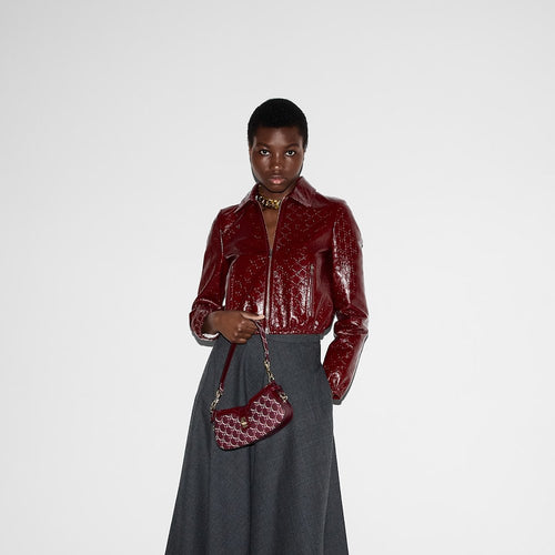 Gucci GG Embossed Leather Bomber Jacket – Burgundy