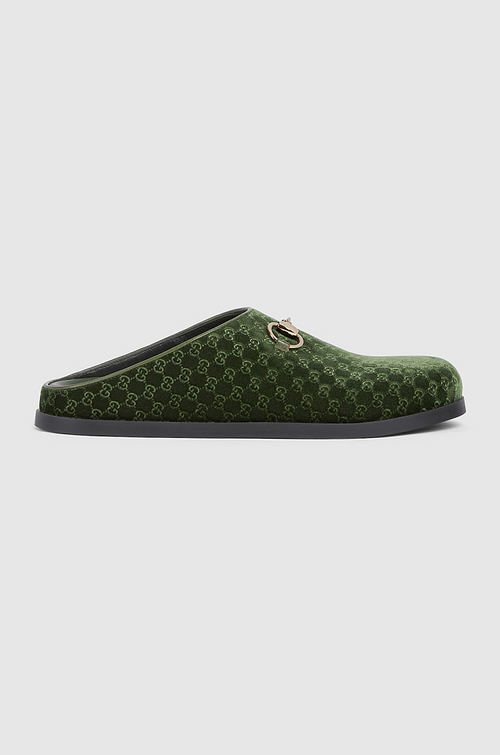 Gucci Velvet GG Horsebit Mule Slippers – Emerald Green