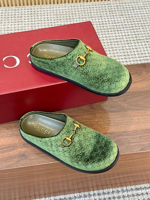 Gucci Velvet GG Horsebit Mule Slippers – Emerald Green