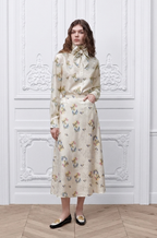 Dior Secret Garden Silk Blouse Midi Skirt Set