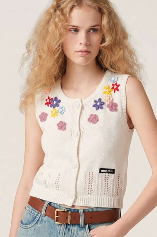 Miu Miu Fioré Crochet Knit Vest