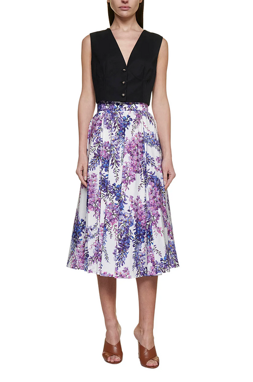 Dolce & Gabbana Wisteria Print Midi Skirt