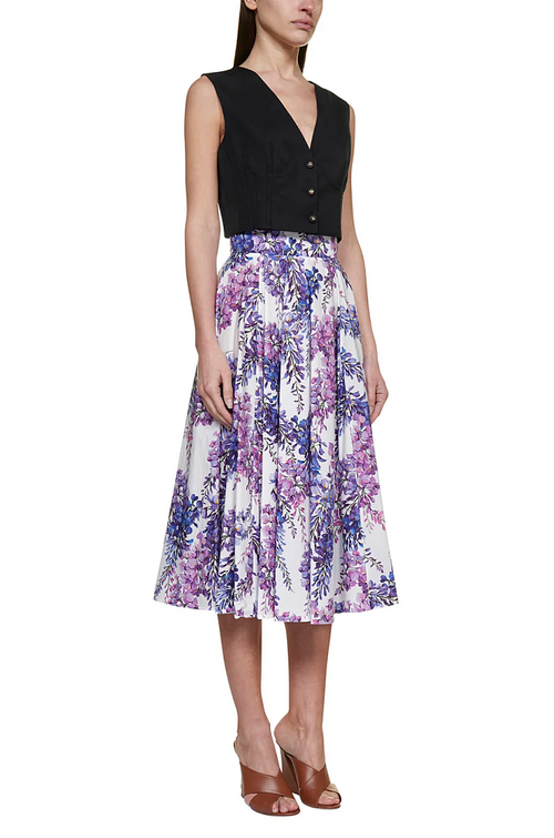 Dolce & Gabbana Wisteria Print Midi Skirt