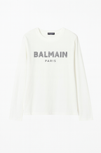 Balmain Paris Crystal Logo Long-Sleeve Tee