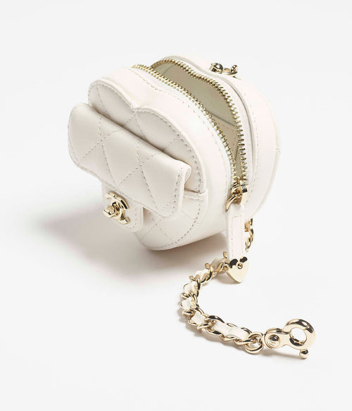 Chanel Quilted Mini Heart Bag Charm in White