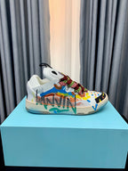 Leather Curb Spray-Painted Sneakers