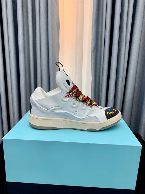 Leather Curb Spray-Painted Sneakers