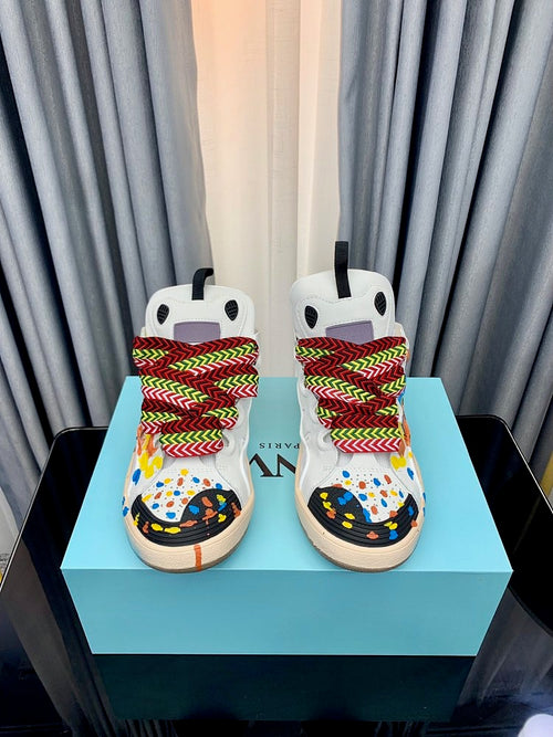 Leather Curb Spray-Painted Sneakers