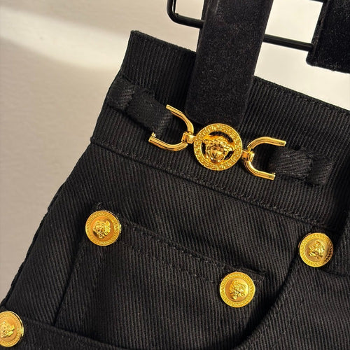 Versace Medusa Hardware Denim Mini Skirt