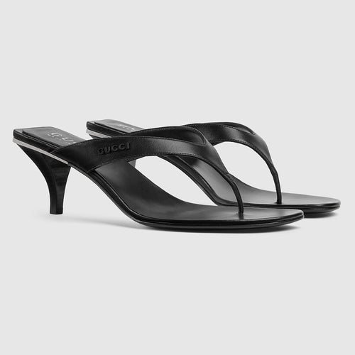 Gucci Noir Sculpt Thong Heels