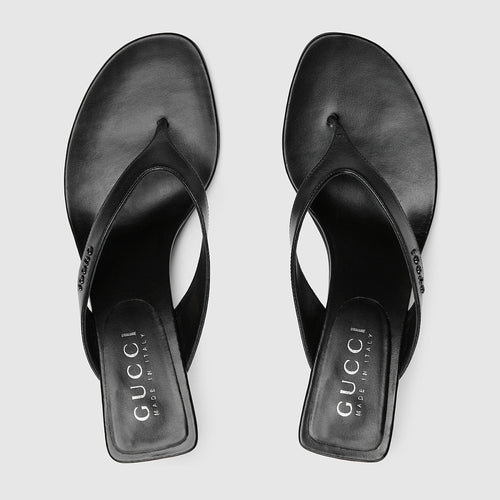 Gucci Noir Sculpt Thong Heels
