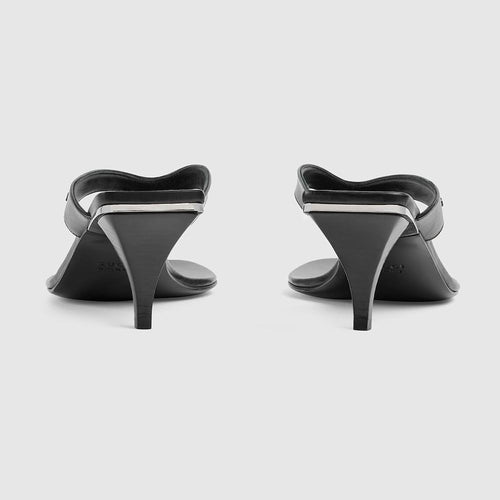 Gucci Noir Sculpt Thong Heels