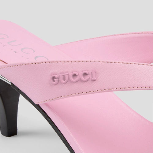 Gucci Rosé Satin Thong Heels