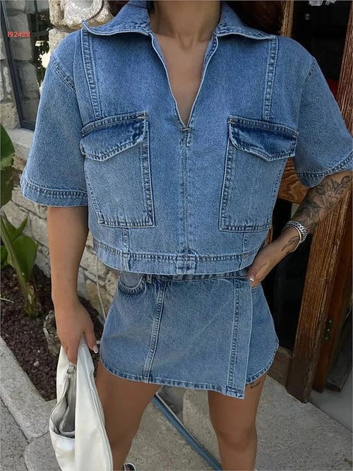 'Sadira' Denim Skort Set