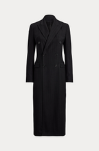 Pinstripe Power Double-Breasted Longline Blazer Coat