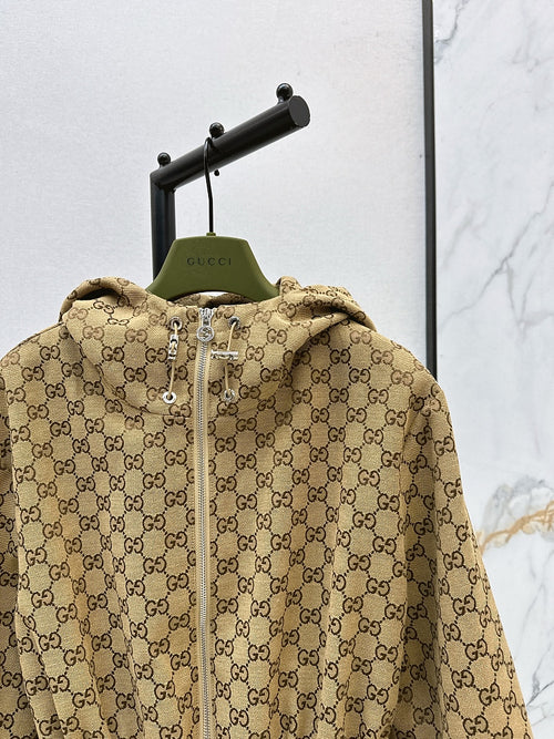 Gucci Monogram Heritage Belted Hooded Jacket