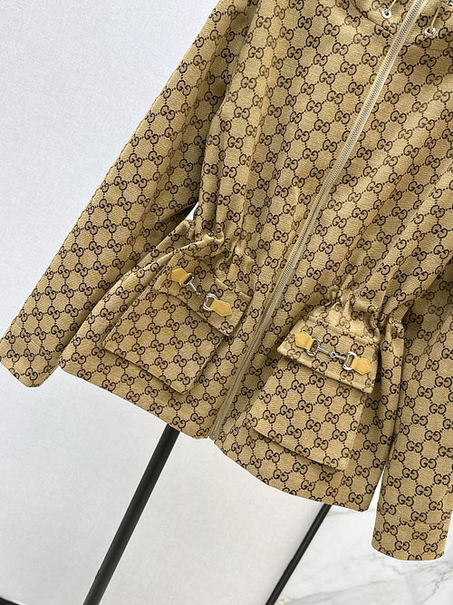 Gucci Monogram Heritage Belted Hooded Jacket