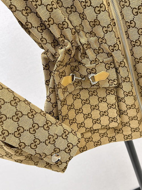 Gucci Monogram Heritage Belted Hooded Jacket