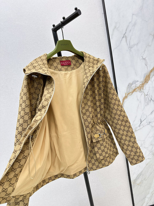 Gucci Monogram Heritage Belted Hooded Jacket