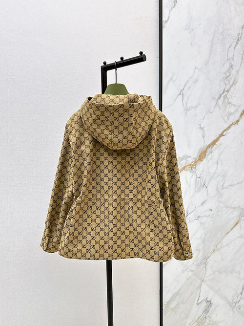 Gucci Monogram Heritage Belted Hooded Jacket