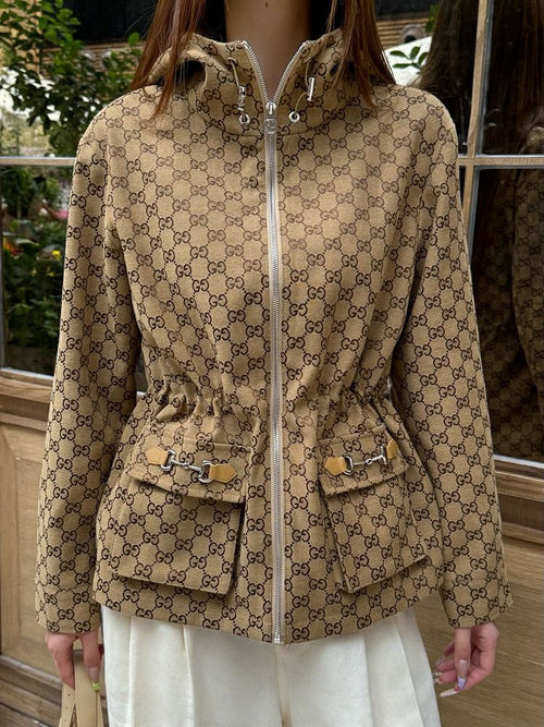 Gucci Monogram Heritage Belted Hooded Jacket