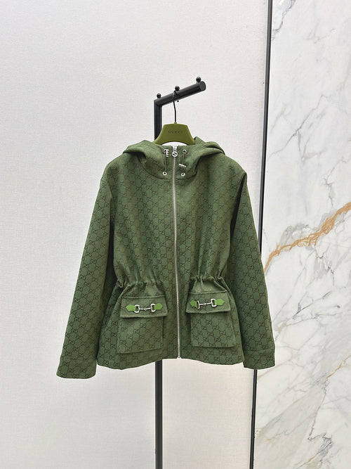 Gucci Monogram Hooded Jacket – Forest Green Edition