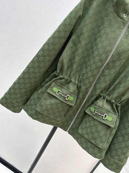 Gucci Monogram Hooded Jacket – Forest Green Edition