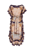 Nautical Reverie Silk Ruffle Dress