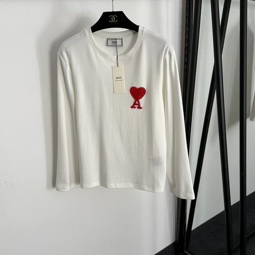 AMI Paris L’Emblème Long Sleeve Tee – Noir & Rouge