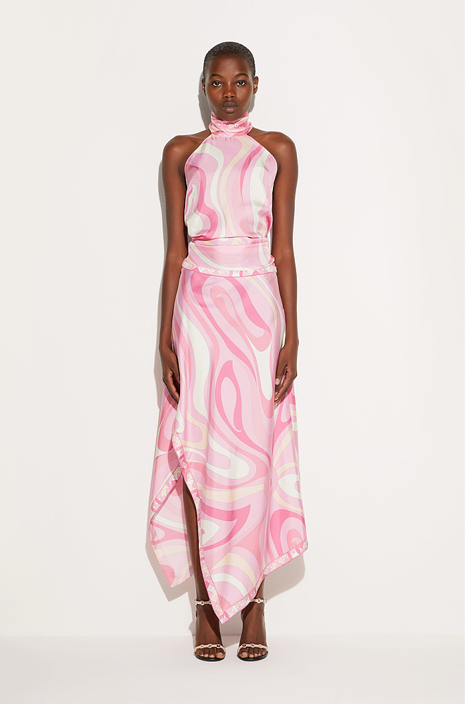 pucci asymmetric dress Stella Print Asymmetric Sleeve Mini Dress