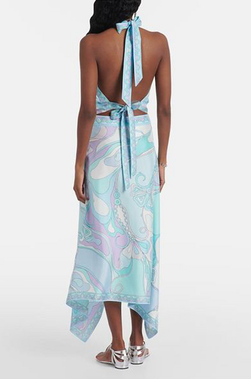 Pucci Aqua Mirage Halter & Asymmetrical Skirt Set