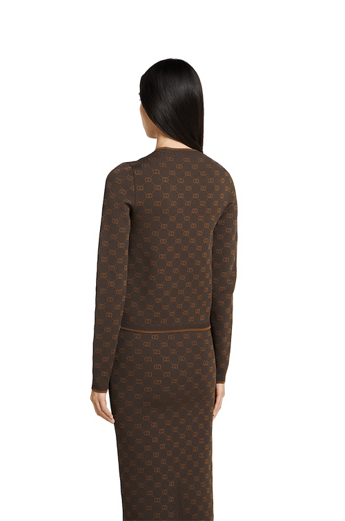 Gucci Marrone Sportivo Zip Cardigan – Chestnut Heritage Knit