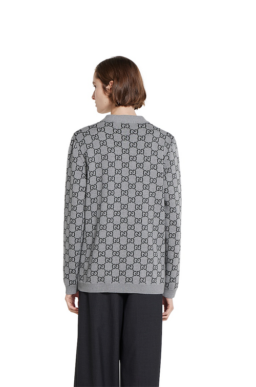 Gucci Monogram Intarsia Knit Cardigan – Grey
