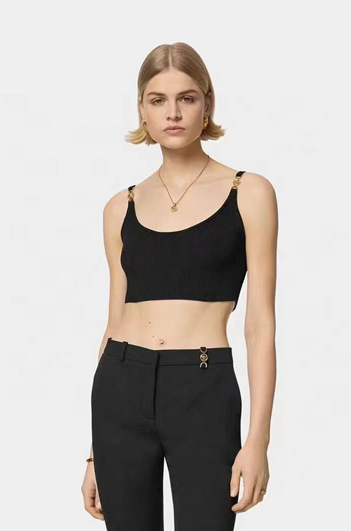 Versace Medusa Strap Knit Crop Top – Noir Eleganza