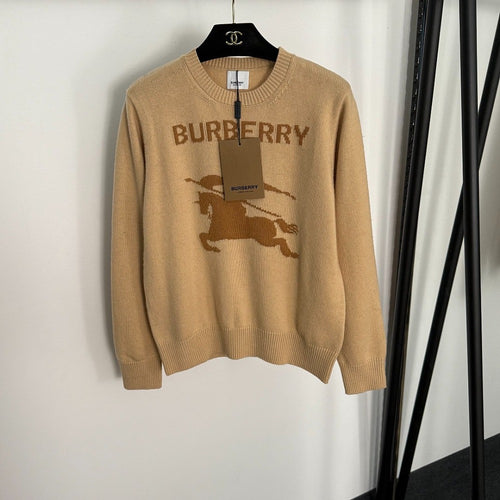 Burberry Cavalier Intarsia Camel Sweater