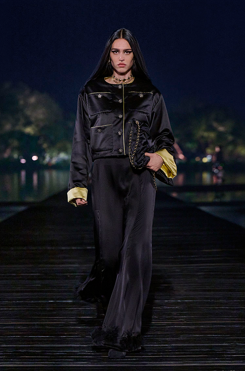 Chanel Noir Lumière Satin Jacket with Soleil Cuffs