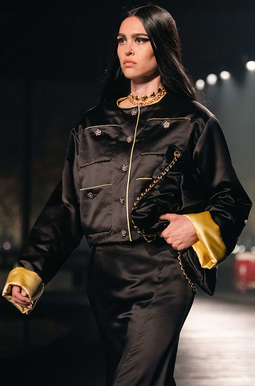 Chanel Noir Lumière Satin Jacket with Soleil Cuffs
