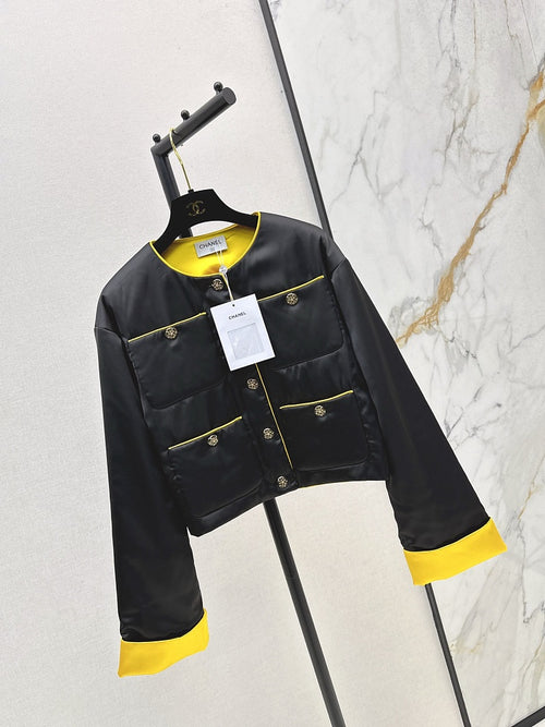 Chanel Noir Lumière Satin Jacket with Soleil Cuffs